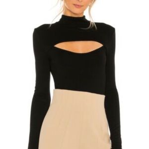 Michael Costello black bodysuit with cutout